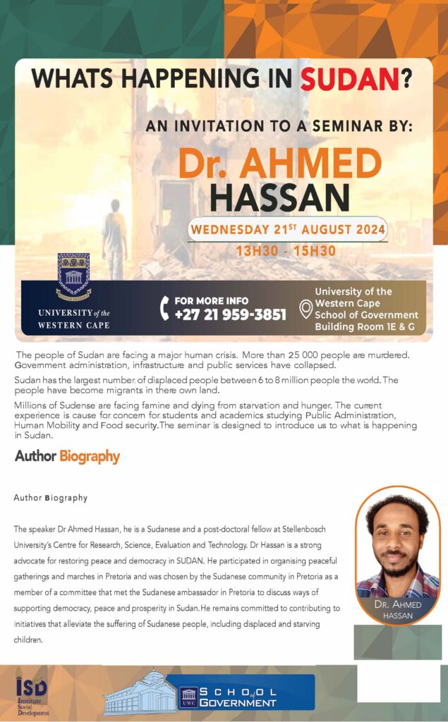 What’s Happening in Sudan? — Seminar by Dr. Ahmed Hassan